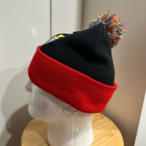 Loungefly Black and Red Beanie with Colorful Pom - Picture 3 of 5